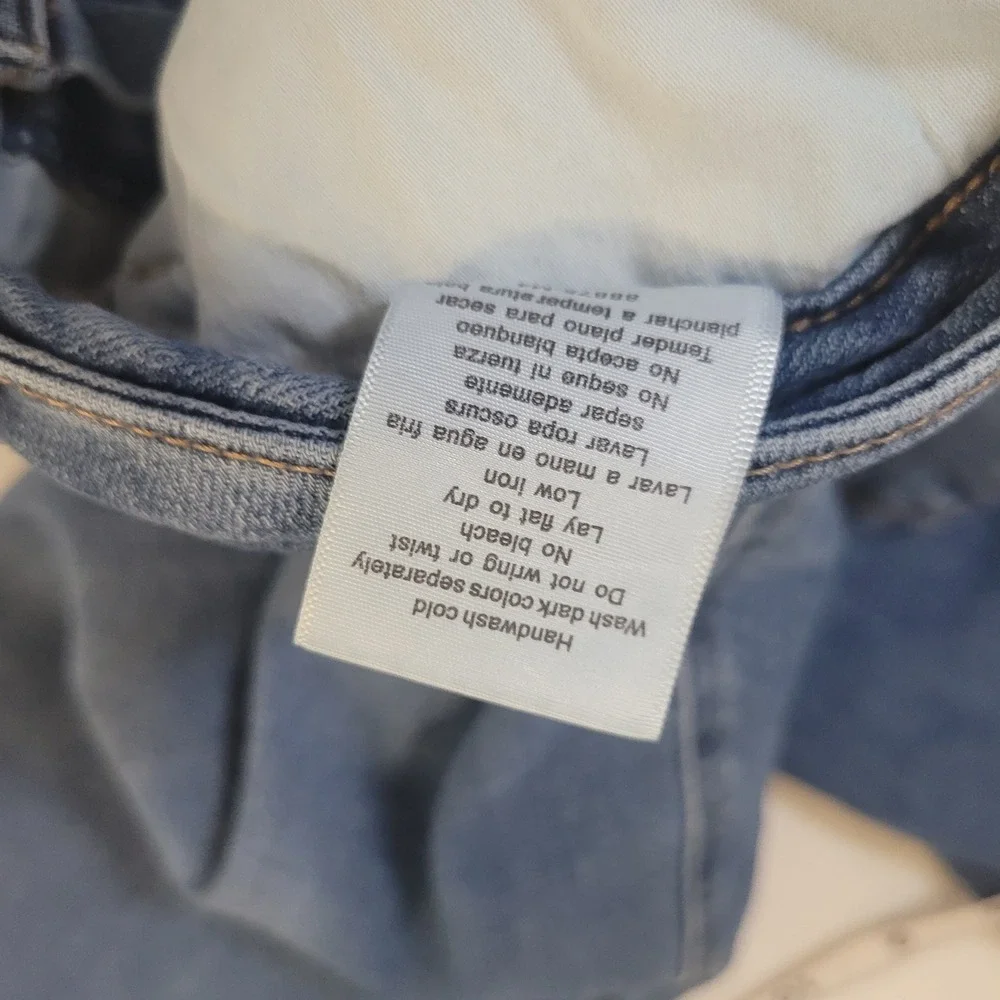 American Eagle 14 Mom Jeans Womens Blue Distressed High Rise Stretch Denim